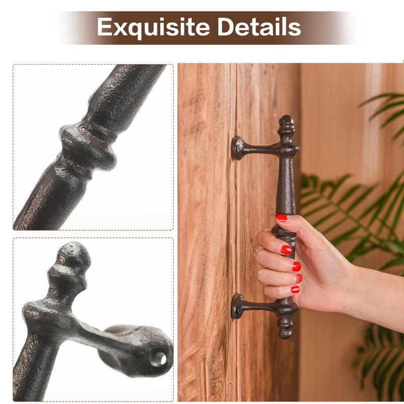 Sungmor 2PC Solid & Sturdy Cast Iron Cabinet Handles, Heavy Duty 9.3" Long Strong Rustic Metal Grab Bar Decorative Door Handles, Antique Farmhouse Fence Gate Garage Closet Drawer Sliding Door Pulls - Image 5